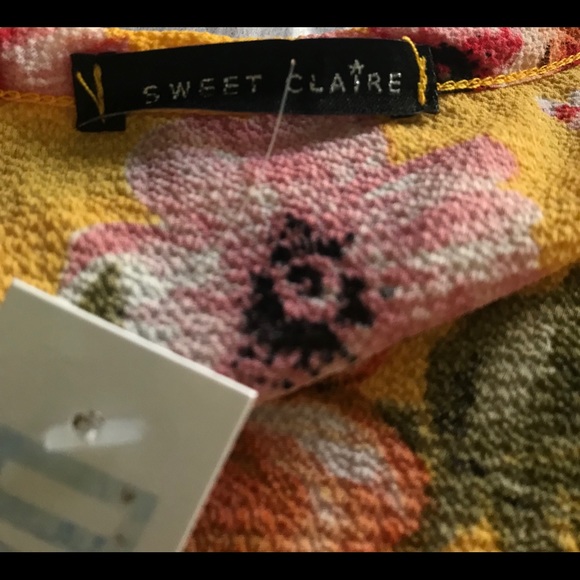 Yellow lightweight textured floral top - Picture 6 of 8